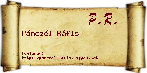 Pánczél Ráfis névjegykártya
